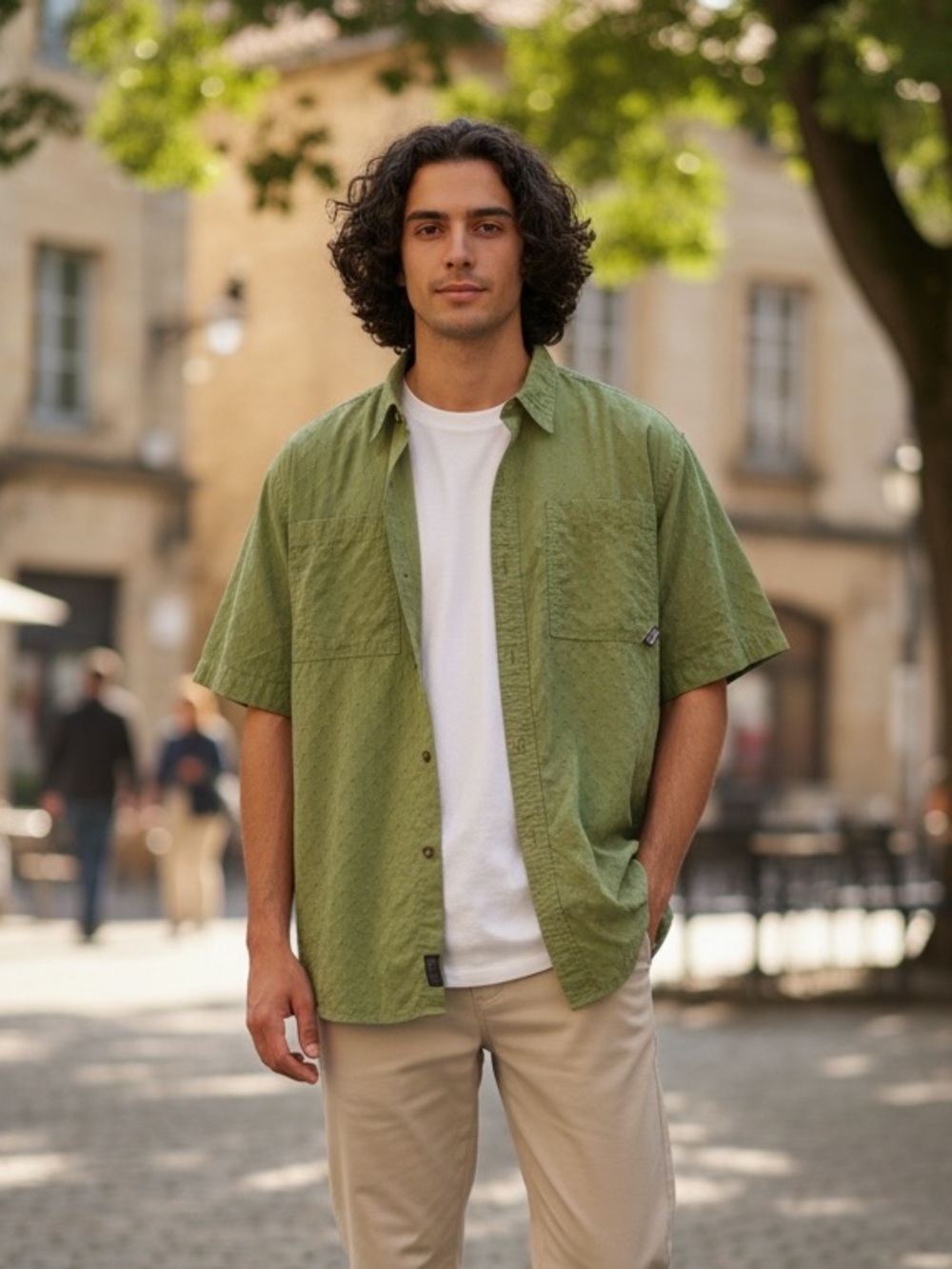 Patagonia Men’s Short-Sleeve Button-Down Shirt in Olive-Size Large